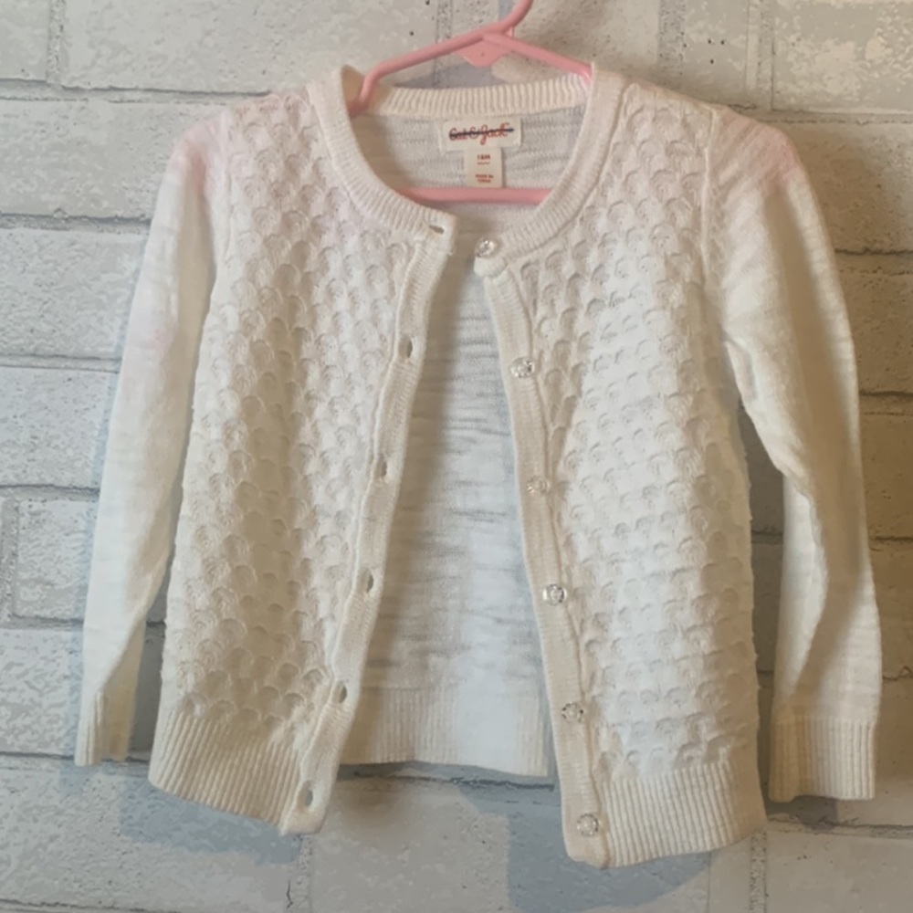 Girl’s Cat & Jack White Knit Cotton Sweater 18 mths NWOT